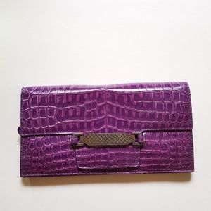 Bottega Veneta Purple Crocodile Wallet